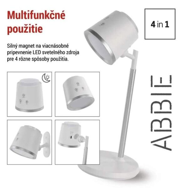 LED akumulátorová stolná lampa ABBIE biela (Z7636W)