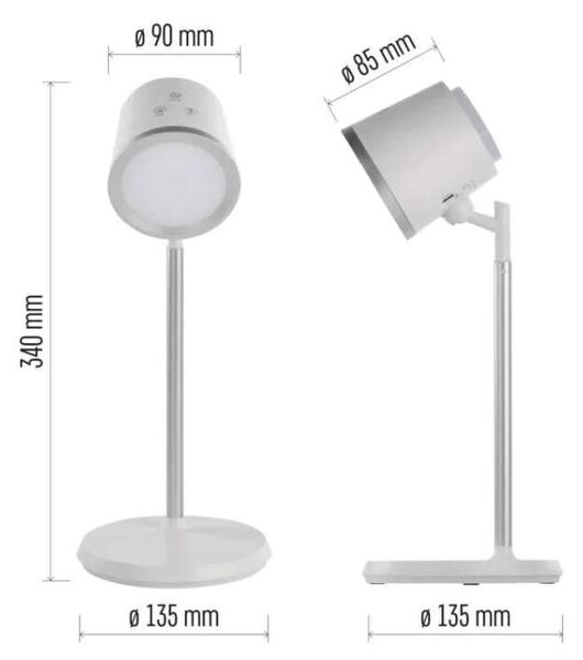 LED akumulátorová stolná lampa ABBIE biela (Z7636W)