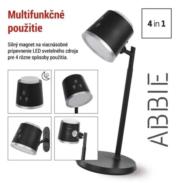 LED akumulátorová stolná lampa ABBIE čierna (Z7636B)