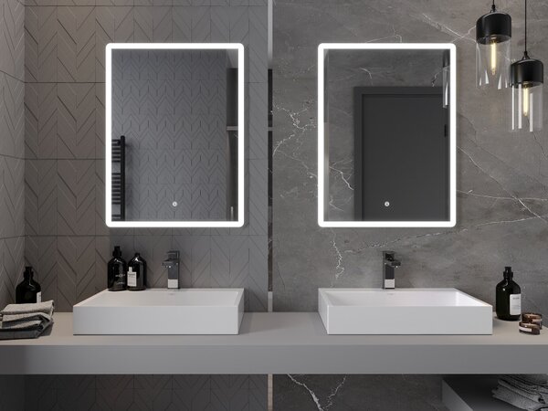Mexen Navia, LED kúpeľňové zrkadlo s podsvietením 60 x 80 cm, 6000K, ochrana proti zahmlievaniu, 9803-060-080-611-00