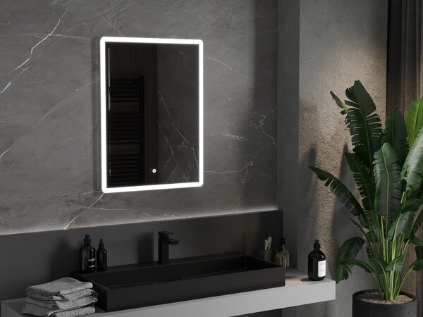 Mexen Navia, LED kúpeľňové zrkadlo s podsvietením 60 x 80 cm, 6000K, ochrana proti zahmlievaniu, 9803-060-080-611-00