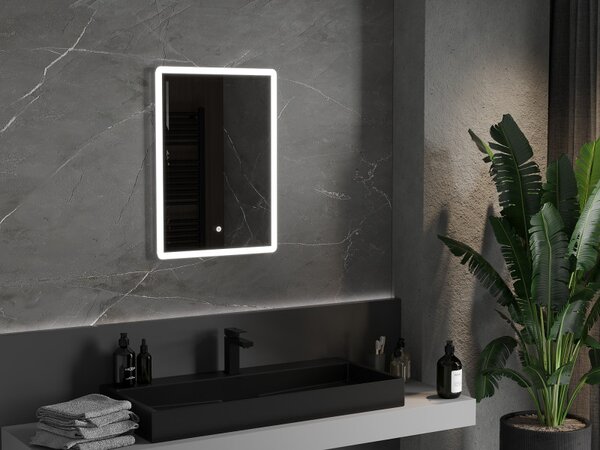 Mexen Navia, LED kúpeľňové zrkadlo s podsvietením 50 x 70 cm, 6000K, ochrana proti zahmlievaniu, 9803-050-070-611-00