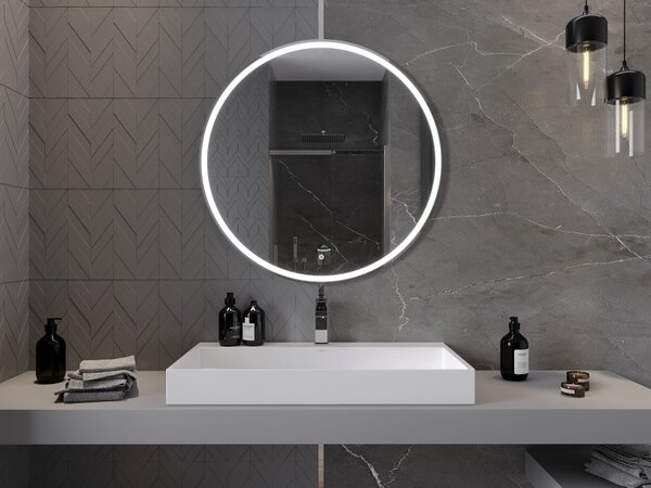 Mexen Gobi, LED okrúhle kúpeľňové zrkadlo s podsvietením 90 cm, 6000K, ochrana proti zahmlievaniu, 9801-090-090-611-00