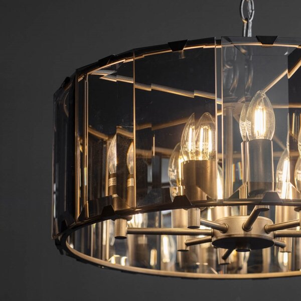 Endon 61294 - Luster na reťazi CLOONEY 8xE14/40W/230V čierna/dymová
