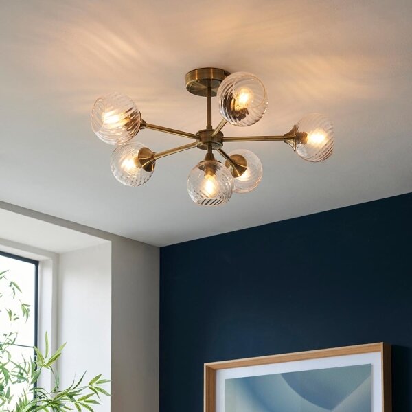 Endon 103171 - Luster na tyči ALLEGRA 6xE14/7W/230V mosadz/číra