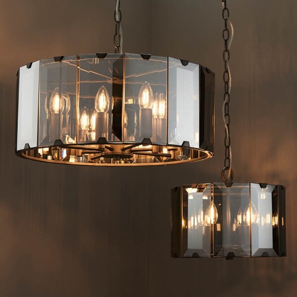Endon 61281 - Luster na reťazi CLOONEY 4xE14/40W/230V čierna/dymová
