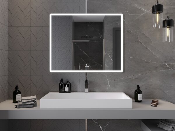 Mexen Navia, LED kúpeľňové zrkadlo s podsvietením 100 x 80 cm, 6000K, ochrana proti zahmlievaniu, 9803-100-080-611-00