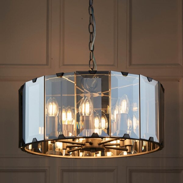 Endon 61294 - Luster na reťazi CLOONEY 8xE14/40W/230V čierna/dymová