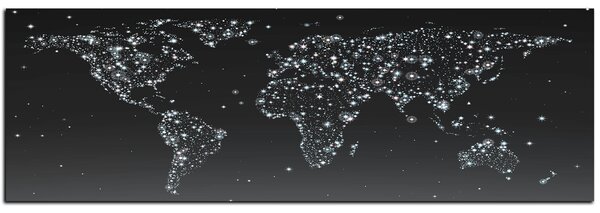 Obraz na plátne - Žiariaca mapa sveta - panoráma 5213QA (105x35 cm)