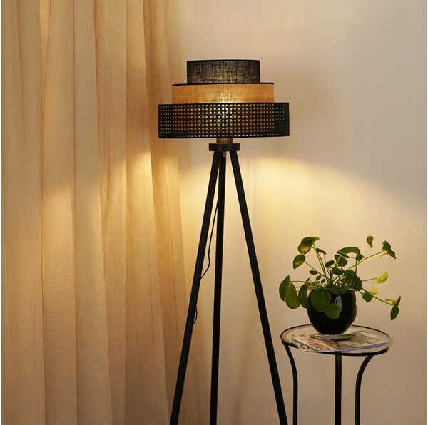 Brilagi - Stojacia lampa DAKOTA LUNETA 1xE27/15W/230V čierna/ratan
