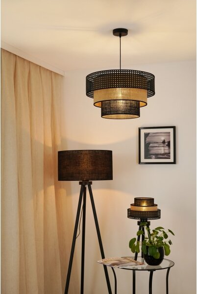 Brilagi - Stolná lampa DAKOTA LUNETA 1xE27/15W/230V čierna/ratan