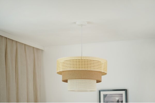 Brilagi - Luster na lanku CEDAR LUNETA 1xE27/15W/230V pr. 45 ratan/hnedá/krémová
