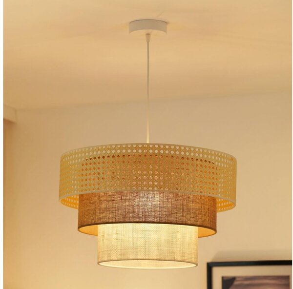 Brilagi - Luster na lanku CEDAR LUNETA 1xE27/15W/230V pr. 45 ratan/hnedá/krémová