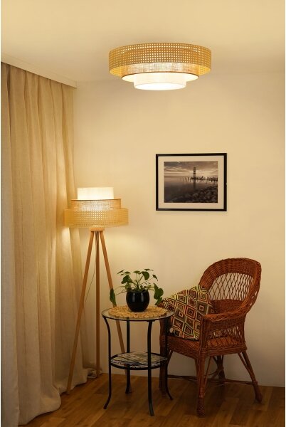 Brilagi - LED stropné svietidlo CEDAR LUNETA LED/26W/230V ratan/hnedá/krémová