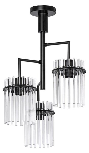 Luster na tyči 3xE27/60W/230V čierna/číra