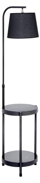 Stojacia lampa so stolíkom 1xE27/60W/230V USB čierna