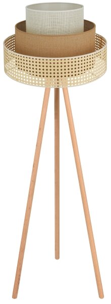 Brilagi - Stojacia lampa CEDAR LUNETA 1xE27/15W/230V ratan/hnedá/krémová