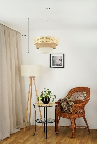Brilagi - Luster na lanku CEDAR LUNETA 1xE27/15W/230V pr. 45 ratan/hnedá/krémová
