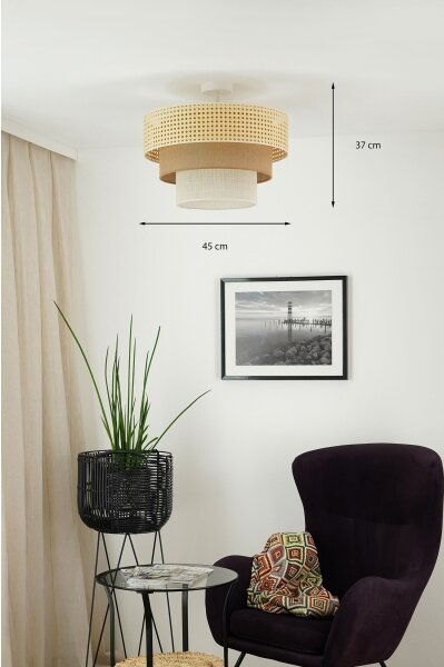 Brilagi -Prisadený luster CEDAR LUNETA 1xE27/15W/230V pr. 45 ratan/hnedá/krémová