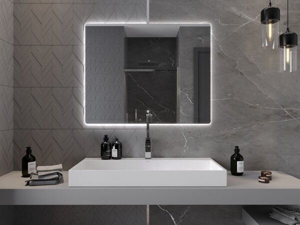 Mexen Sun, LED kúpeľňové zrkadlo s podsvietením 100x80 cm, 6000K, ochrana proti zahmlievaniu, 9807-100-080-611-00