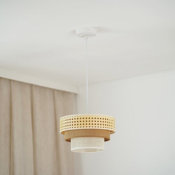 Brilagi - Luster na lanku CEDAR LUNETA 1xE27/15W/230V pr. 25 ratan/hnedá/krémová