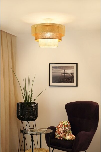 Brilagi -Prisadený luster CEDAR LUNETA 1xE27/15W/230V pr. 45 ratan/hnedá/krémová