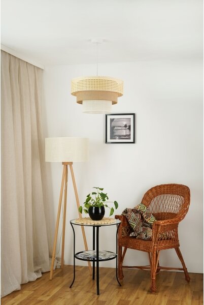 Brilagi - Luster na lanku CEDAR LUNETA 1xE27/15W/230V pr. 45 ratan/hnedá/krémová