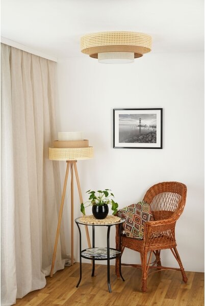 Brilagi - LED stropné svietidlo CEDAR LUNETA LED/26W/230V ratan/hnedá/krémová