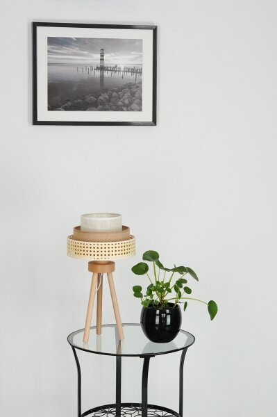 Brilagi - Stolná lampa CEDAR LUNETA 1xE27/15W/230V ratan/hnedá/krémová