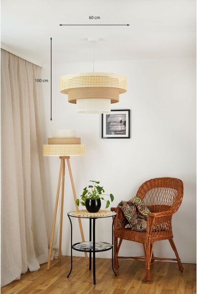 Brilagi - Luster na lanku CEDAR LUNETA 1xE27/15W/230V pr. 60 ratan/hnedá/krémová