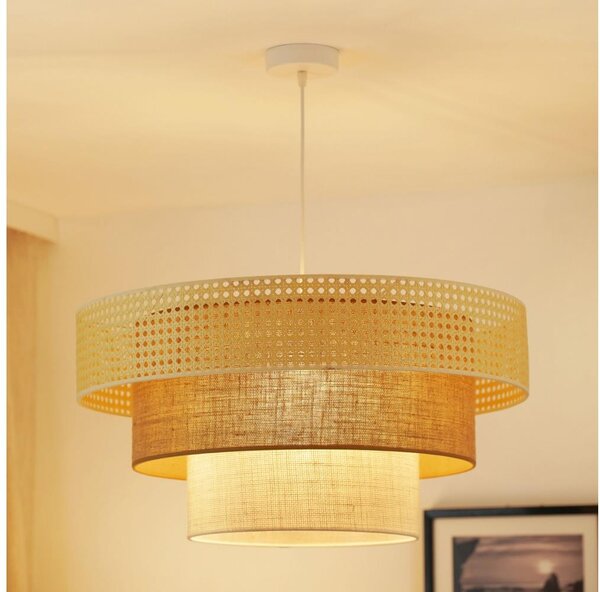 Brilagi - Luster na lanku CEDAR LUNETA 1xE27/15W/230V pr. 60 ratan/hnedá/krémová