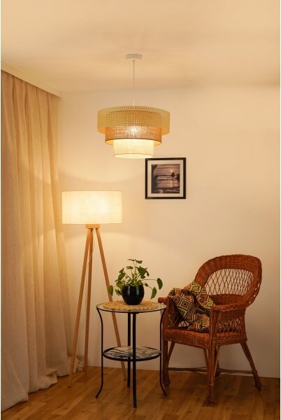 Brilagi - Luster na lanku CEDAR LUNETA 1xE27/15W/230V pr. 45 ratan/hnedá/krémová