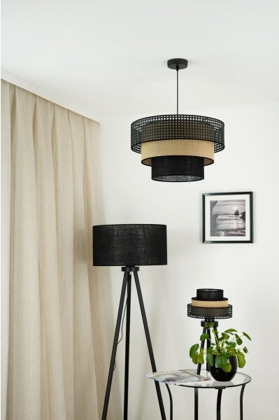 Brilagi - Stolná lampa DAKOTA LUNETA 1xE27/15W/230V čierna/ratan