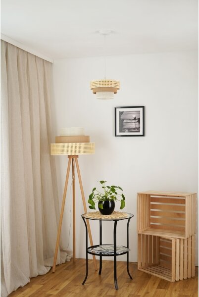 Brilagi - Luster na lanku CEDAR LUNETA 1xE27/15W/230V pr. 25 ratan/hnedá/krémová