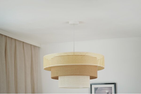 Brilagi - Luster na lanku CEDAR LUNETA 1xE27/15W/230V pr. 60 ratan/hnedá/krémová