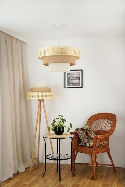 Brilagi - Luster na lanku CEDAR LUNETA 1xE27/15W/230V pr. 60 ratan/hnedá/krémová