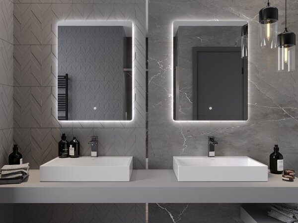 Mexen Sun, LED kúpeľňové zrkadlo s podsvietením 60x80 cm, 6000K, ochrana proti zahmlievaniu, 9807-060-080-611-00