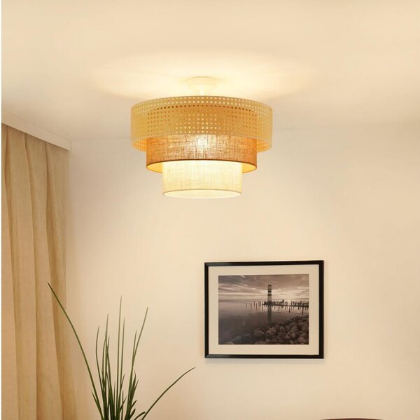 Brilagi -Prisadený luster CEDAR LUNETA 1xE27/15W/230V pr. 45 ratan/hnedá/krémová