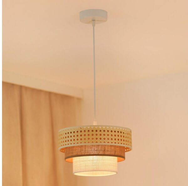 Brilagi - Luster na lanku CEDAR LUNETA 1xE27/15W/230V pr. 25 ratan/hnedá/krémová