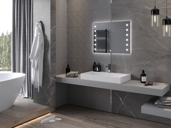 Mexen Ner, LED kúpeľňové zrkadlo s podsvietením 80x60 cm, 6000K, ochrana proti zahmlievaniu, 9809-080-060-611-00