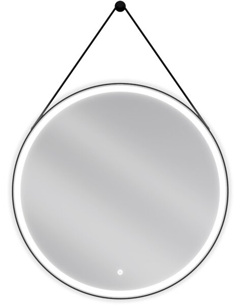 Mexen Reni, LED kúpeľňové zrkadlo s podsvietením 80x80 cm, 6000K, čierny rám, ochrana proti zahmlievaniu, 9812-080-080-611-70