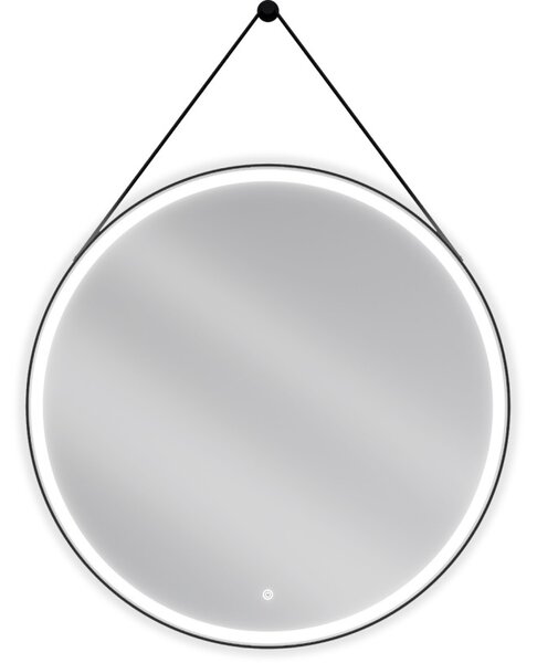 Mexen Reni, LED kúpeľňové zrkadlo s podsvietením 90x90 cm, 6000K, čierny rám, ochrana proti zahmlievaniu, 9812-090-090-611-70