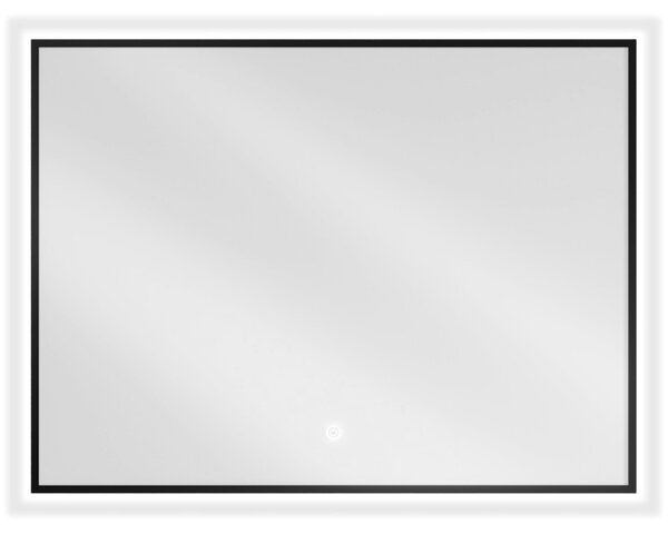 Mexen Erma, LED kúpeľňové zrkadlo s podsvietením a čiernym rámom 80x60 cm, 6000K, ochrana proti zahmlievaniu, 9814-080-060-611-70