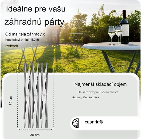Skladací barový stôl Ø60 cm - biely/ mramorový vzhľad