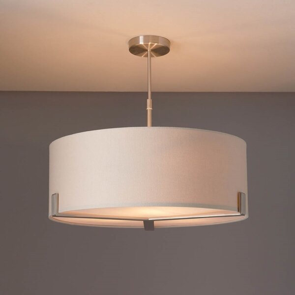 Endon 95834 - Luster na tyči HAYFIELD 3xE27/40W/230V matný chróm/béžová