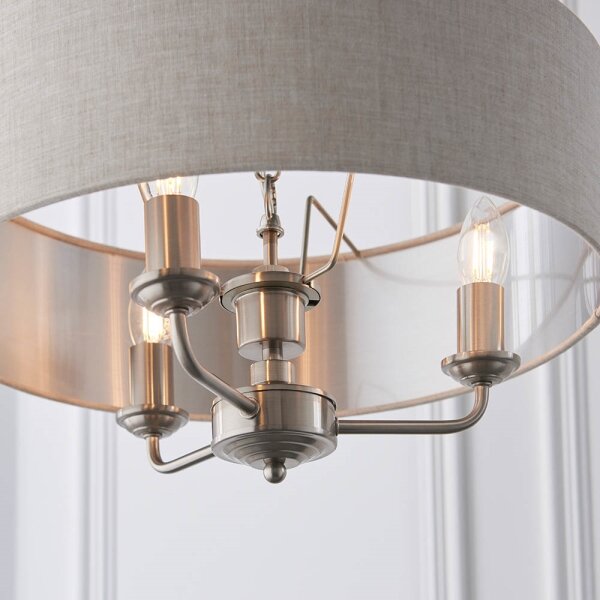Endon 94361 - Luster na reťazi HIGHCLERE 3xE14/40W/230V béžová/matný chróm