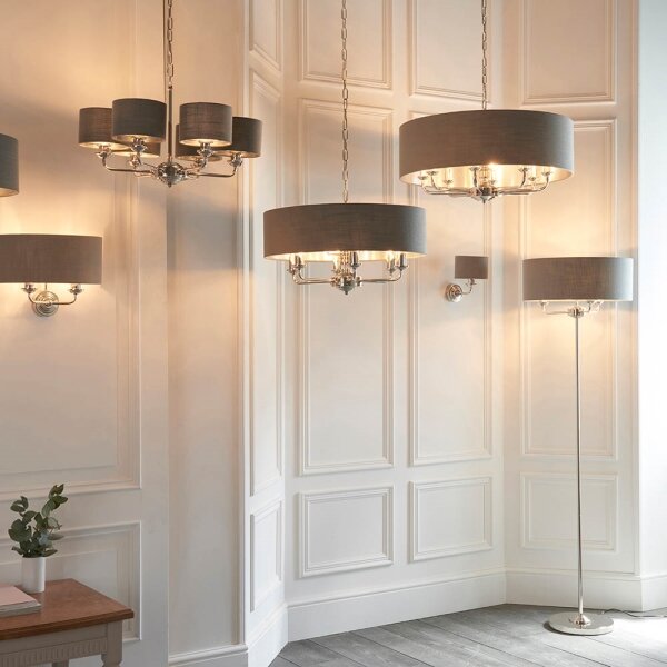 Endon 94378 - Stojacia lampa HIGHCLERE 1xE14/40W/230V šedá/lesklý chróm