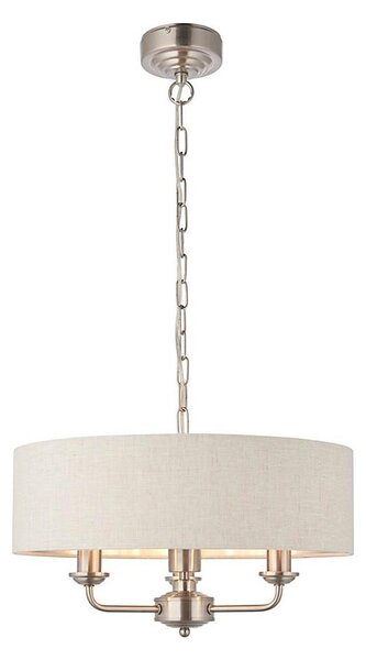 Endon 94361 - Luster na reťazi HIGHCLERE 3xE14/40W/230V béžová/matný chróm