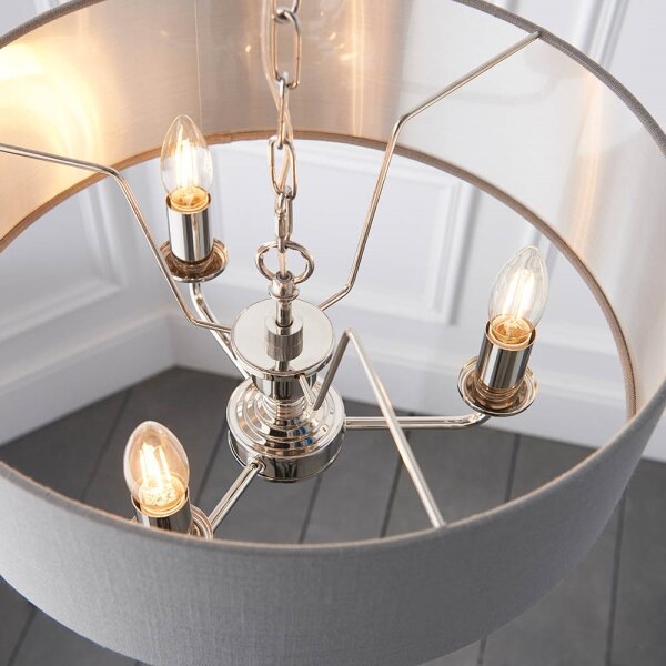 Endon 94377 - Luster na reťazi HIGHCLERE 3xE14/40W/230V šedá/lesklý chróm