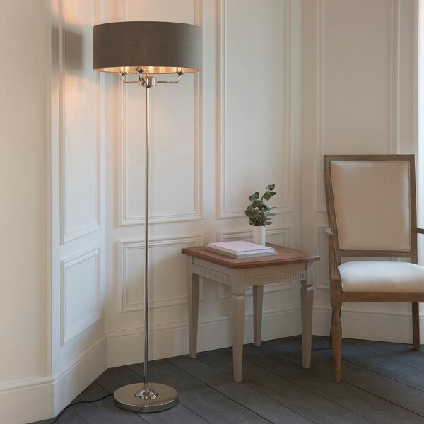 Endon 94378 - Stojacia lampa HIGHCLERE 1xE14/40W/230V šedá/lesklý chróm